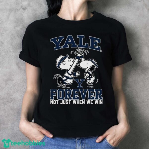 Peanuts Snoopy And Charlie Brown Yale Bulldogs High Five Forever Not Just When We Win Shirt - Ladies T-Shirt