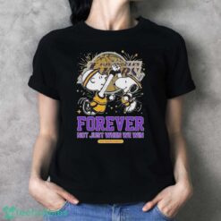Peanuts Snoopy X Charlie Brown High Five Los Angeles Lakers Forever Not Just When We Win 2024 Shirt - Ladies T-Shirt