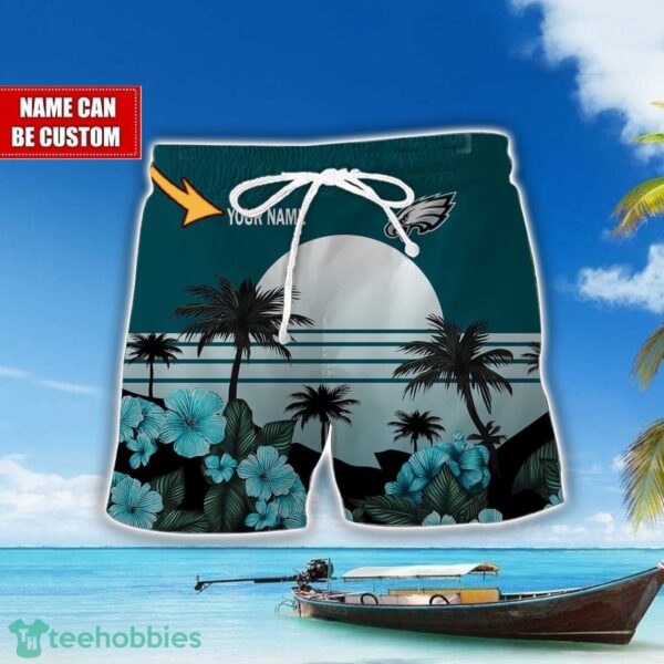 Philadelphia Eagles NFL Team Hawaiian Shirt And Shorts Floral Beach Pattern Custom Name Product Photo 2