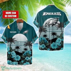 Philadelphia Eagles NFL Team Hawaiian Shirt And Shorts Floral Beach Pattern Custom Name Product Photo 1