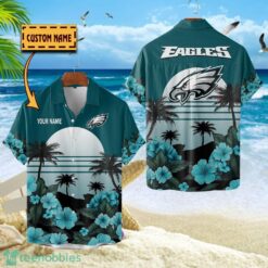 Philadelphia Eagles NFL Team Hawaiian Shirt Floral Beach Pattern Custom Name Product Photo 1