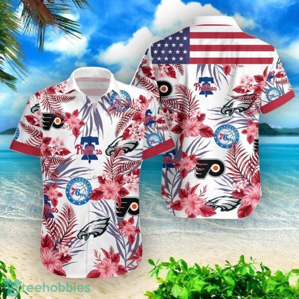 Philadelphia Eagles76ers Philliesflyers Combo Hawaiian Shirt And Shorts Product Photo 2