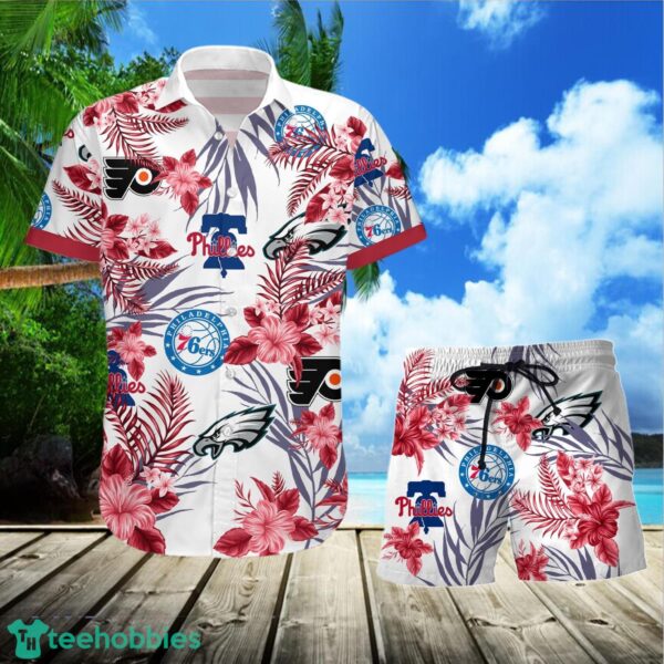Philadelphia Eagles76ers Philliesflyers Combo Hawaiian Shirt And Shorts Product Photo 1