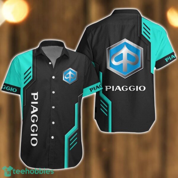 Piaggio Logo Mix Light Blue and Black Color Hawaiian Shirt For Men And Women Product Photo 1