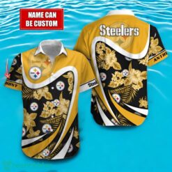 Pittsburgh Steelers NFL Floral Hawaiian Shirt And Beach Shorts Custom Name For Fans Product Photo 1