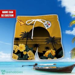 Pittsburgh Steelers NFL Team Hawaiian Shirt And Shorts Floral Beach Pattern Custom Name Product Photo 2