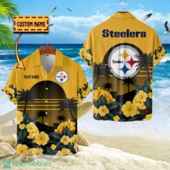Pittsburgh Steelers NFL Team Hawaiian Shirt Floral Beach Pattern Custom Name Product Photo 1