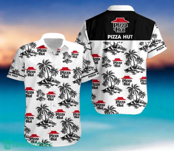PIZZA HUT Black Coconut Tree Pattern Beach awaiian Shirt And Shorts For Men And Women Product Photo 2