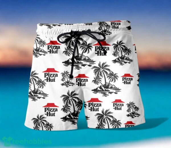PIZZA HUT Black Coconut Tree Pattern Beach awaiian Shirt And Shorts For Men And Women Product Photo 1