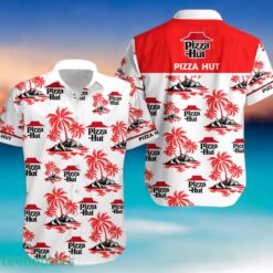 PIZZA HUT Red Coconut Tree Pattern Beach Hawaiian Shirt And Shorts For Men And Women Product Photo 1