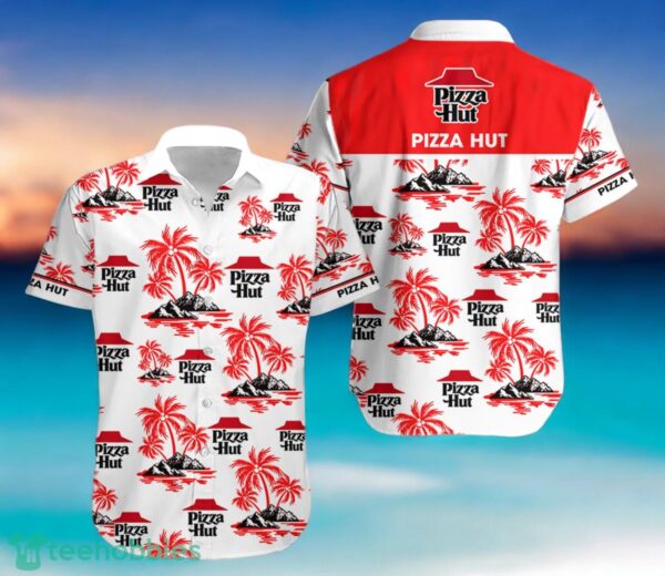PIZZA HUT Red Coconut Tree Pattern Beach Hawaiian Shirt And Shorts For Men And Women Product Photo 1