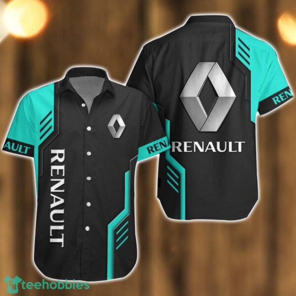 Renault Logo Mix Light Blue and Black Color Hawaiian Shirt For Men And Women Product Photo 1