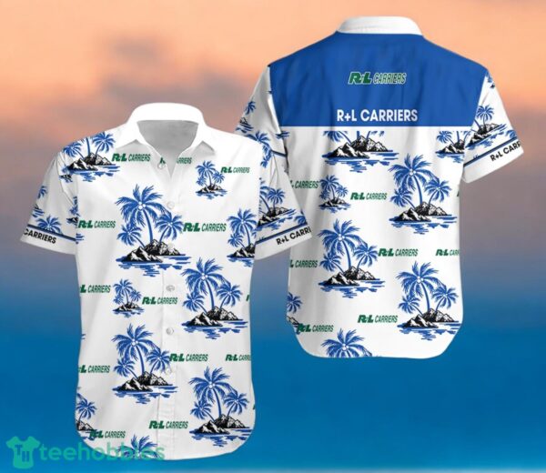 R+L CARRIERS Blue Coconut Tree Pattern Beach Hawaiian Shirt And Shorts For Men And Women Product Photo 2
