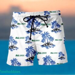 R+L CARRIERS Blue Coconut Tree Pattern Beach Hawaiian Shirt And Shorts For Men And Women Product Photo 1