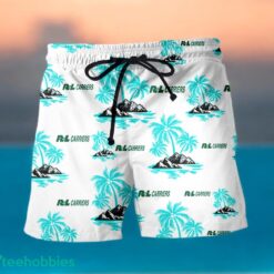 R+L CARRIERS Coconut Tree Pattern Beach Hawaiian Shirt And Shorts Light Blue Hawaii Shirt Product Photo 1