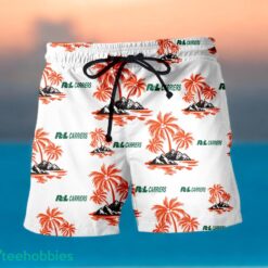 R+L CARRIERS Orange Coconut Tree Pattern Beach Hawaiian Shirt And Shorts For Men And Women Product Photo 2