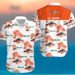R+L CARRIERS Orange Coconut Tree Pattern Beach Hawaiian Shirt And Shorts For Men And Women Product Photo 1