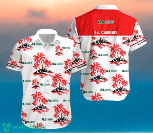 R+L CARRIERS Red Coconut Tree Pattern Beach Hawaiian Shirt And Shorts For Men And Women Product Photo 1