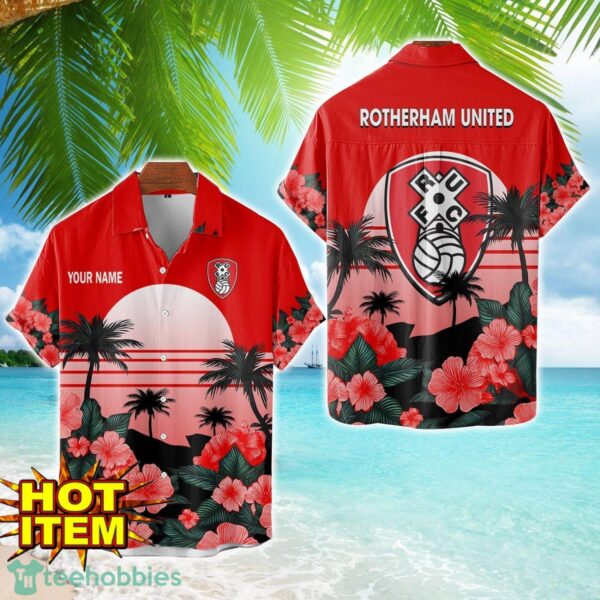 Rotherham United Floral Flower 3D Hawaiian Shirt And Shorts Custom Name Product Photo 1