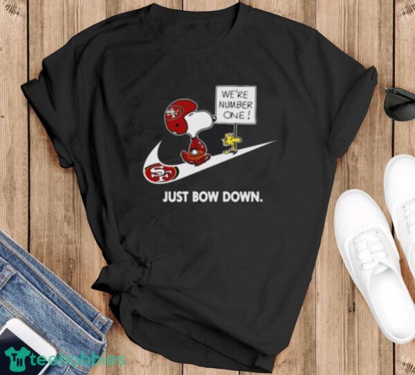 San Francisco 49ers Are Number One – Just Bow Down Snoopy Youth T-Shirt - Black T-Shirt