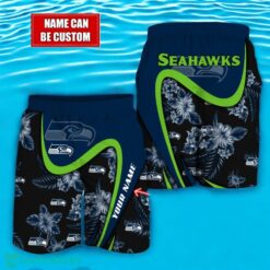 Seattle seahawks NFL Floral Hawaiian Shirt And Beach Shorts Custom Name For Fans Product Photo 2