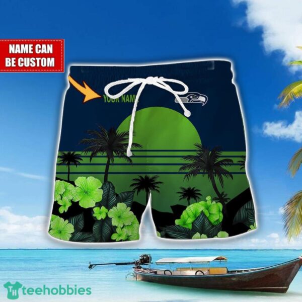 Seattle Seahawks NFL Team Hawaiian Shirt And Shorts Floral Beach Pattern Custom Name Product Photo 2
