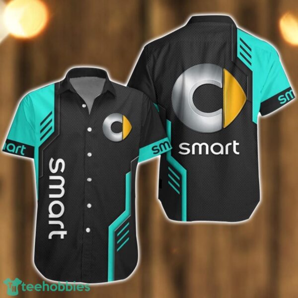 Smart Logo Mix Light Blue and Black Color Hawaiian Shirt For Men And Women Product Photo 1