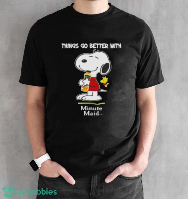 Snoopy And Woodstock Things Go Better With Minute Maid T-Shirt - Black Unisex T-Shirt