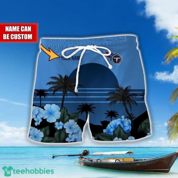 Tennessee Titans NFL Team Hawaiian Shirt And Shorts Floral Beach Pattern Custom Name Product Photo 2