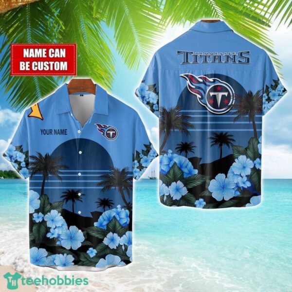 Tennessee Titans NFL Team Hawaiian Shirt And Shorts Floral Beach Pattern Custom Name Product Photo 1