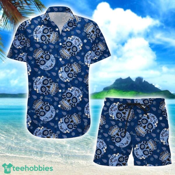 Tennessee Titans Skull Combo Hawaiian Shirt And Shorts Product Photo 1