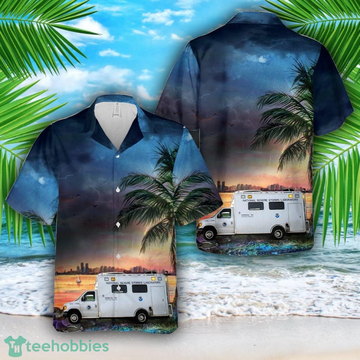 The National Severe Storms Laboratory mobile command truck 3D Hawaiian Shirt Beach Shirt image The National Severe Storms Laboratory mobile command truck 3D Hawaiian Shirt Beach Shirt Product Photo 1