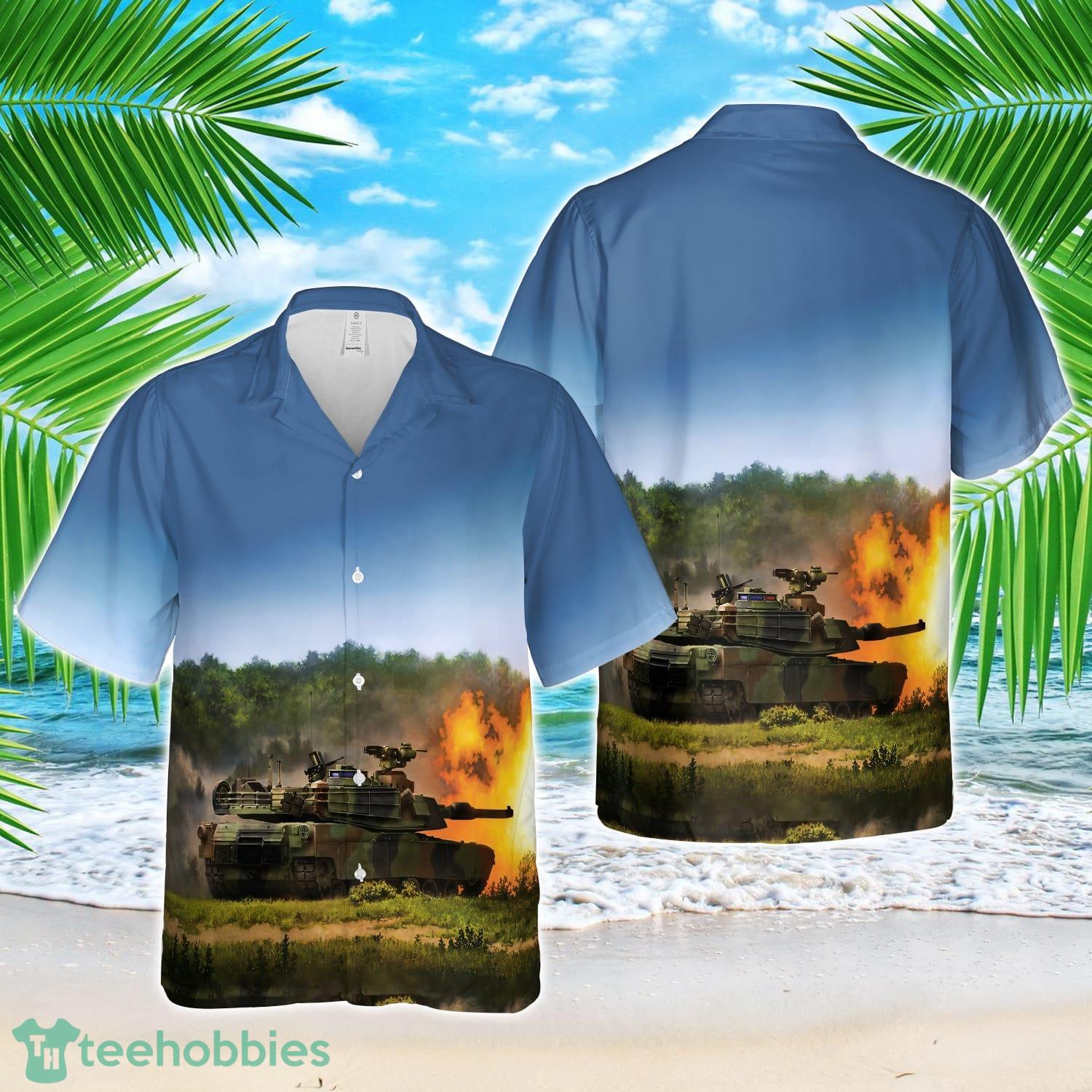 THUNDERBOLT new woodland camo M1A2 Abrams firing 3D Hawaiian Shirt Beach Shirt image THUNDERBOLT new woodland camo M1A2 Abrams firing 3D Hawaiian Shirt Beach Shirt Product Photo 1
