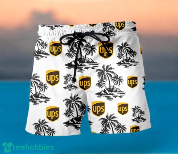 UPS Black Coconut Tree Pattern Beach awaiian Shirt And Shorts For Men And Women Product Photo 2