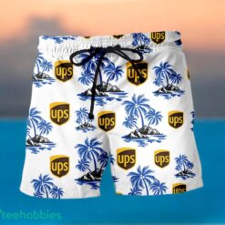 UPS Blue Coconut Tree Pattern Beach Hawaiian Shirt And Shorts For Men And Women Product Photo 2