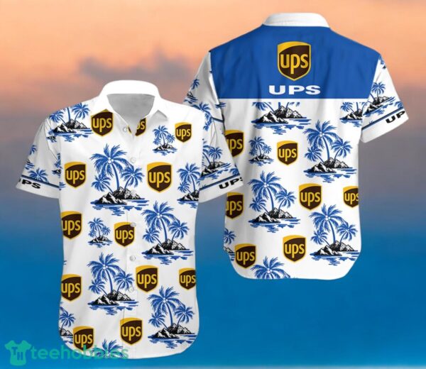 UPS Blue Coconut Tree Pattern Beach Hawaiian Shirt And Shorts For Men And Women Product Photo 1