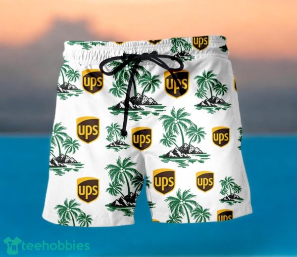 UPS Green Coconut Tree Pattern Beach Hawaiian Shirt And Shorts For Men And Women Product Photo 2