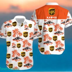 UPS Orange Coconut Tree Pattern Beach Hawaiian Shirt And Shorts For Men And Women Product Photo 2