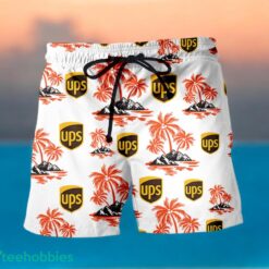 UPS Orange Coconut Tree Pattern Beach Hawaiian Shirt And Shorts For Men And Women Product Photo 1