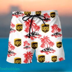 UPS Red Coconut Tree Pattern Beach Hawaiian Shirt And Shorts For Men And Women Product Photo 2
