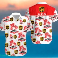 UPS Red Coconut Tree Pattern Beach Hawaiian Shirt And Shorts For Men And Women Product Photo 1