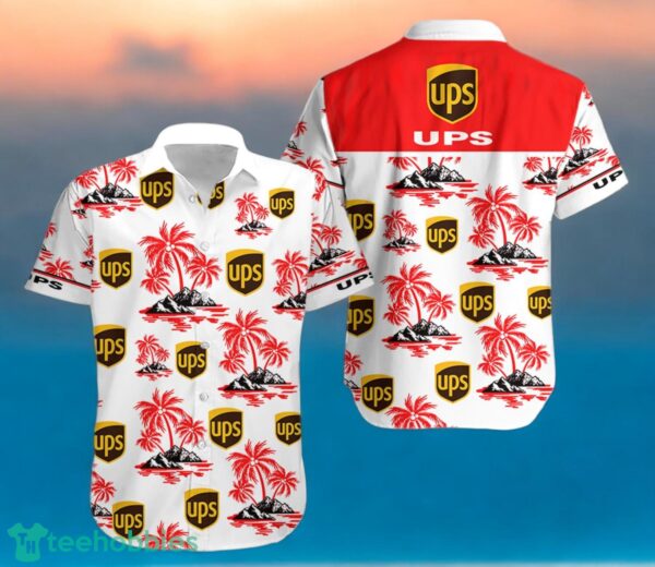 UPS Red Coconut Tree Pattern Beach Hawaiian Shirt And Shorts For Men And Women Product Photo 1