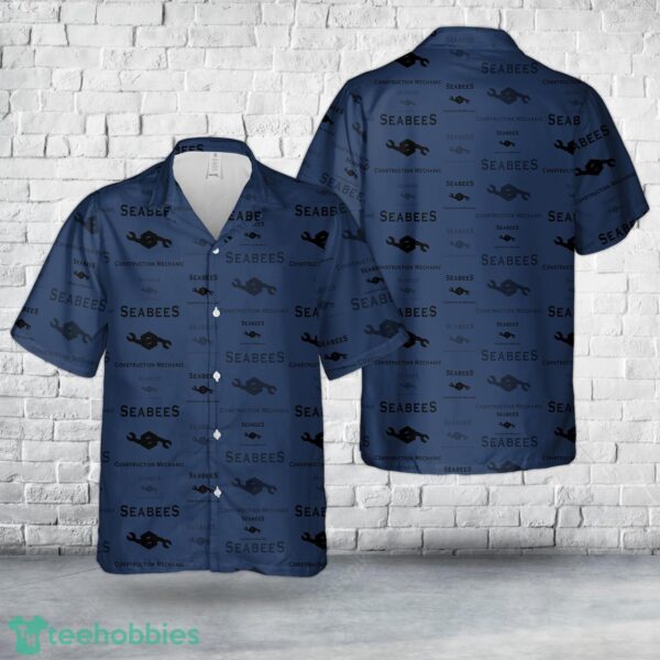 US Navy Seabee CM - Construction Mechanic Silhouette 3D Hawaiian Shirt Beach Shirt Product Photo 1