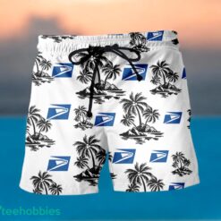 USPS Black Coconut Tree Pattern Beach Hawaiian Shirt And Shorts For Men And Women Product Photo 1