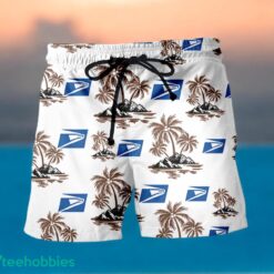 USPS Coconut Tree Pattern Beach Hawaiian Shirt And Shorts For Fans Product Photo 2