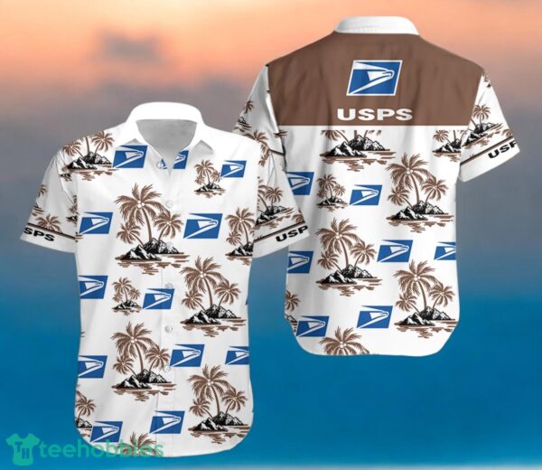 USPS Coconut Tree Pattern Beach Hawaiian Shirt And Shorts For Fans Product Photo 1