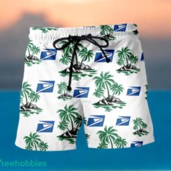 USPS Green Coconut Tree Pattern Beach Hawaiian Shirt And Shorts For Men And Women Product Photo 2