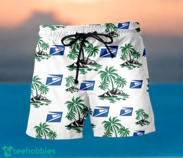 USPS Green Coconut Tree Pattern Beach Hawaiian Shirt And Shorts For Men And Women Product Photo 2