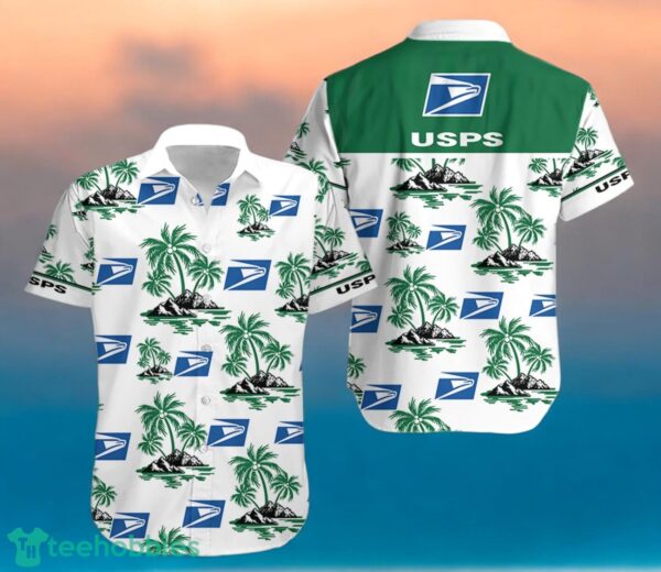 USPS Green Coconut Tree Pattern Beach Hawaiian Shirt And Shorts For Men And Women Product Photo 1