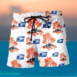USPS Orange Coconut Tree Pattern Beach Hawaiian Shirt And Shorts For Men And Women Product Photo 2